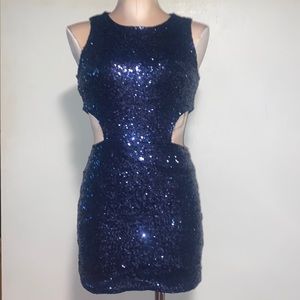 Tobi Navy Blue Sequin Mini Dress